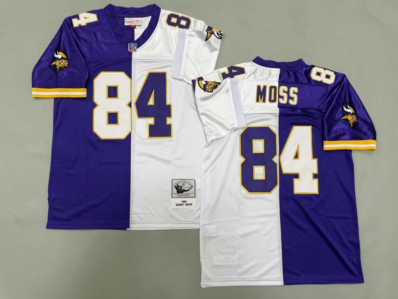 Men 2025 Minnesota Vikings #84 Moss white purple Throwback Limited NFL Jersey style 001